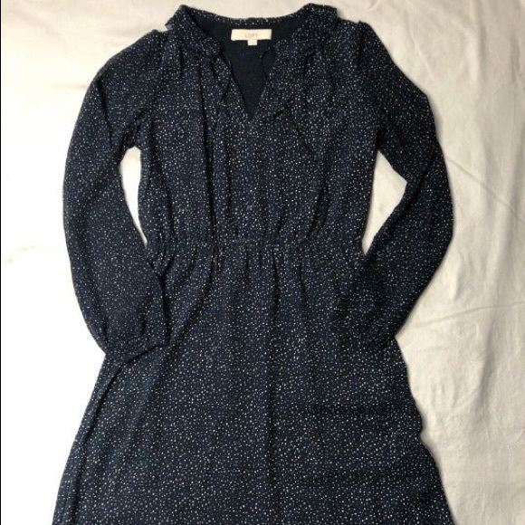 LOFT navy polka dot dress - excellent condition - Picture 1 of 1
